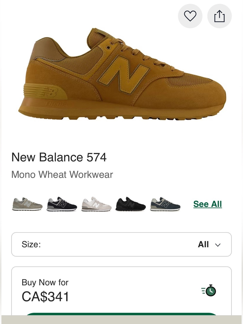 New Balance 574 in Wheat Brown - Picture 2 of 7